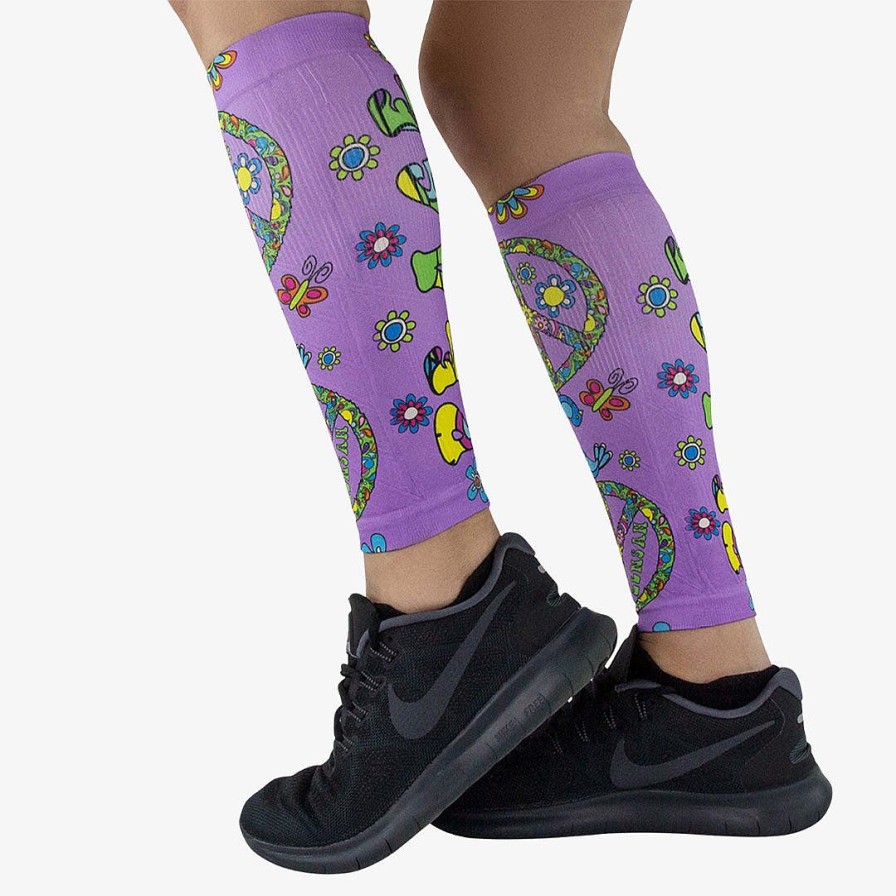 Limited Edition Zensah | Peace Signs Compression Leg Sleeves Purple