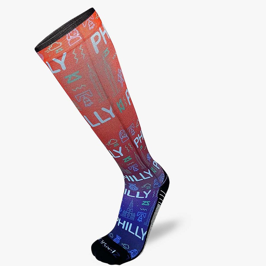 Men Zensah | Neon Philly Compression Socks (Knee-High) Blue/Red