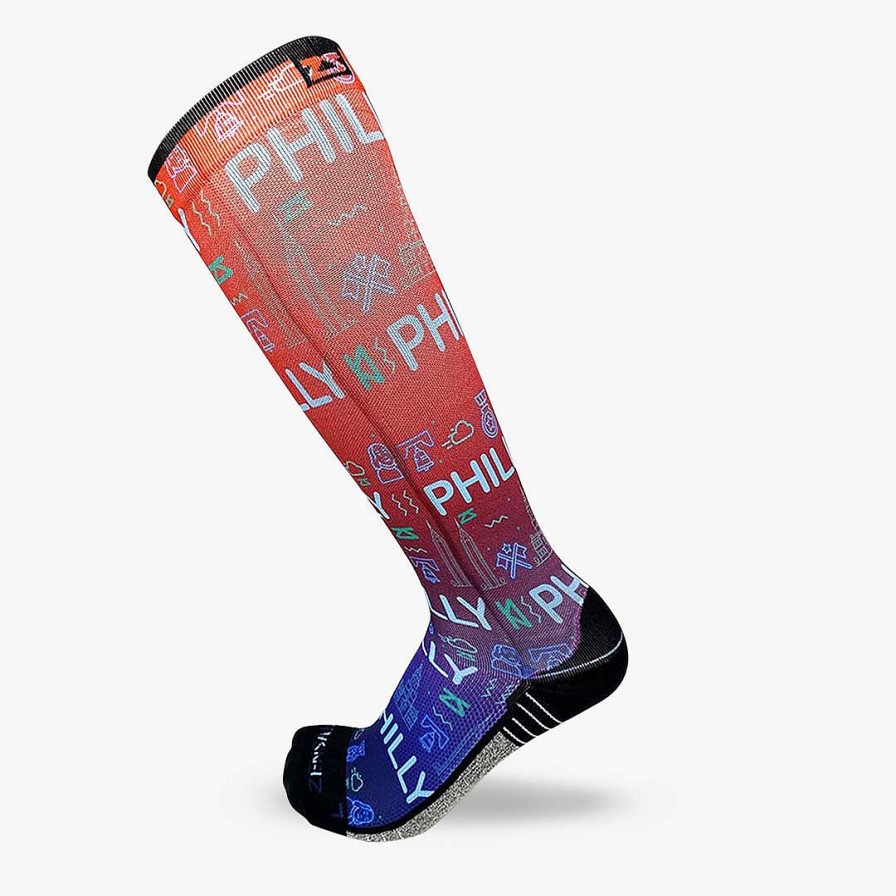 Limited Edition Zensah | Neon Philly Compression Socks (Knee-High) Blue/Red