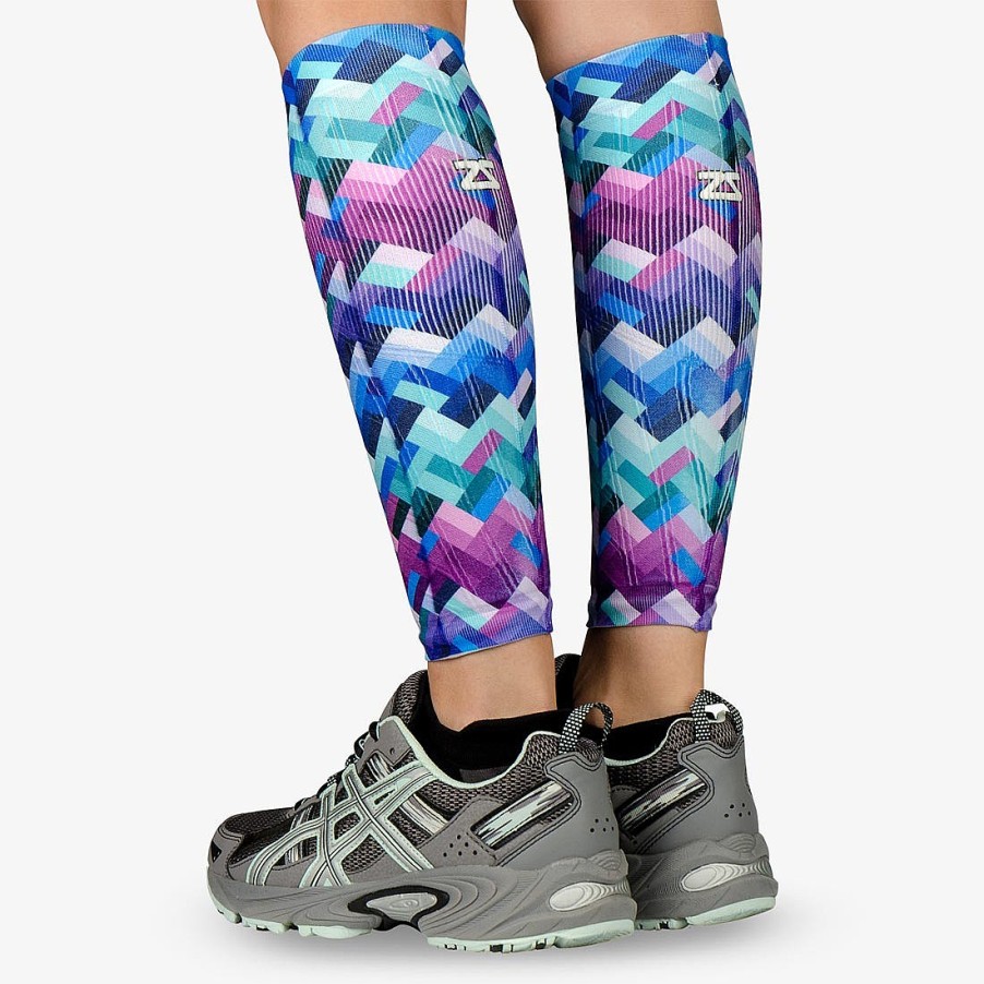 Limited Edition Zensah | Geo Waves Compression Leg Sleeves Blue-Purple