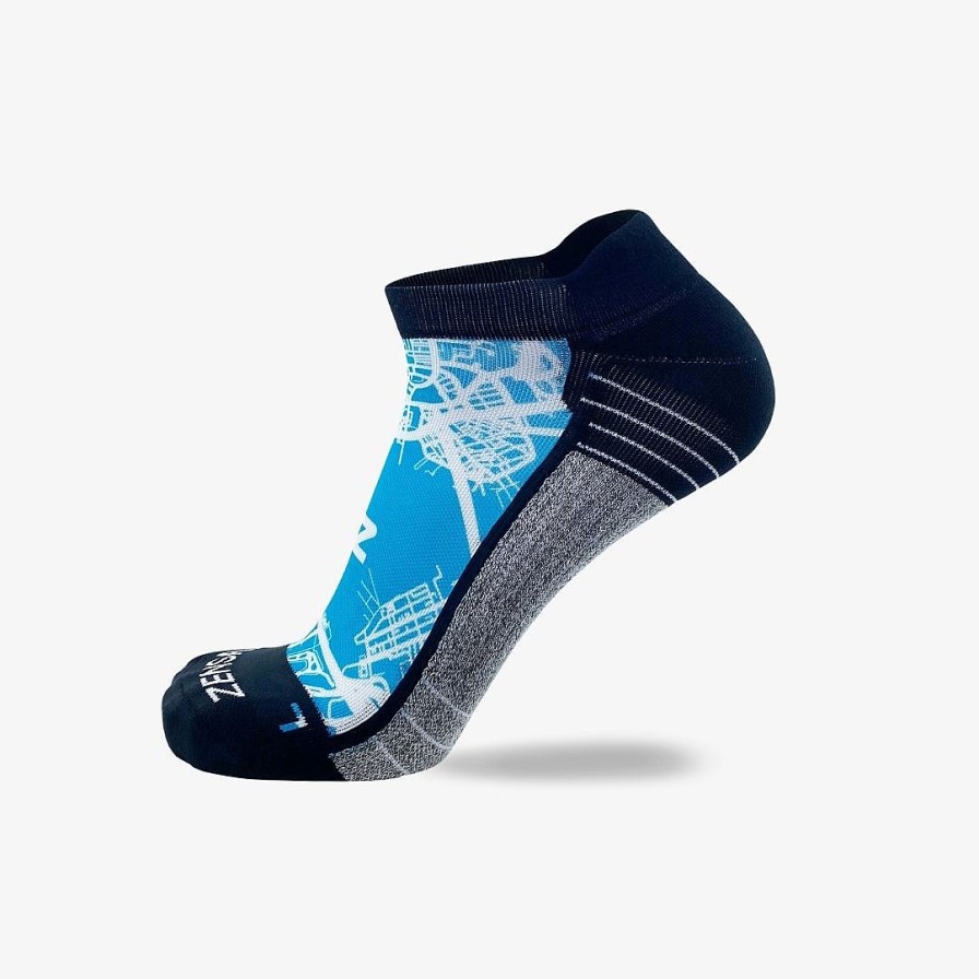 Men Zensah | Boston Map Running Socks (No Show) Teal