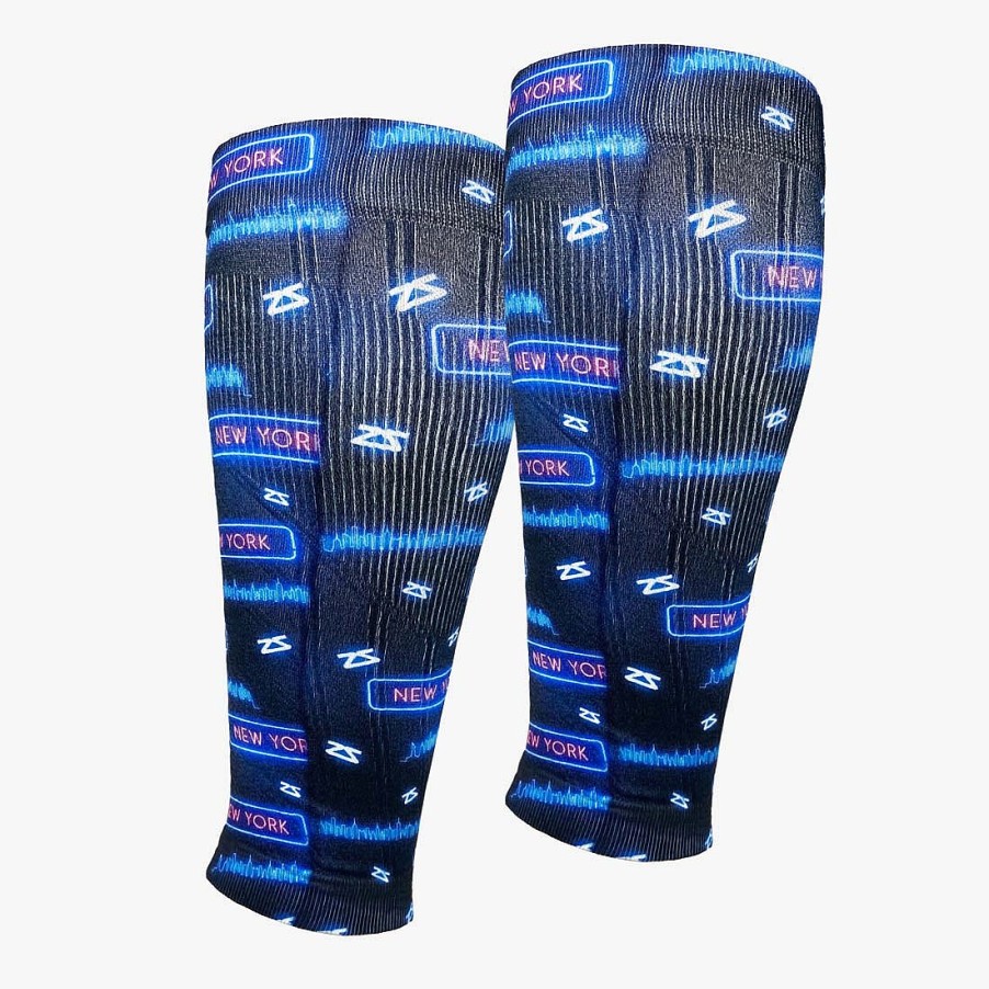 Limited Edition Zensah | Neon Nyc Compression Leg Sleeves Navy