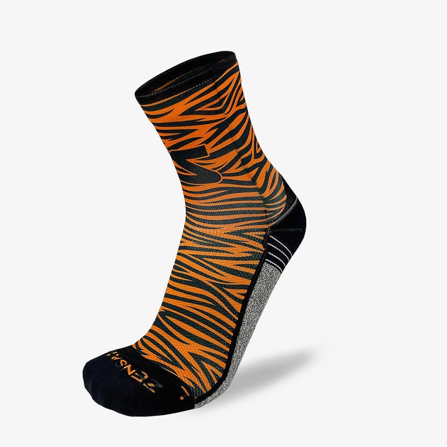 Men Zensah | Tiger Print Running Socks (Mini-Crew) Orange