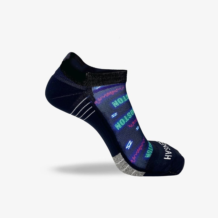 Limited Edition Zensah | Neon Boston Running Socks (No Show) Navy