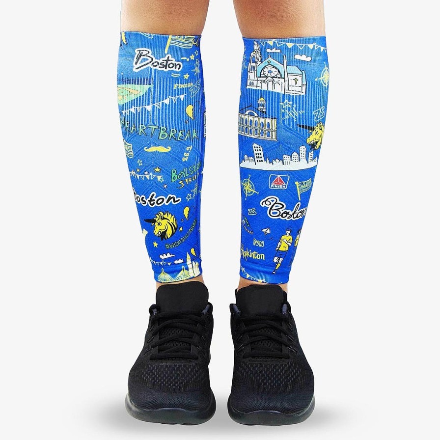 Men Zensah | Boston Doodle 2.0 Compression Leg Sleeves Blue