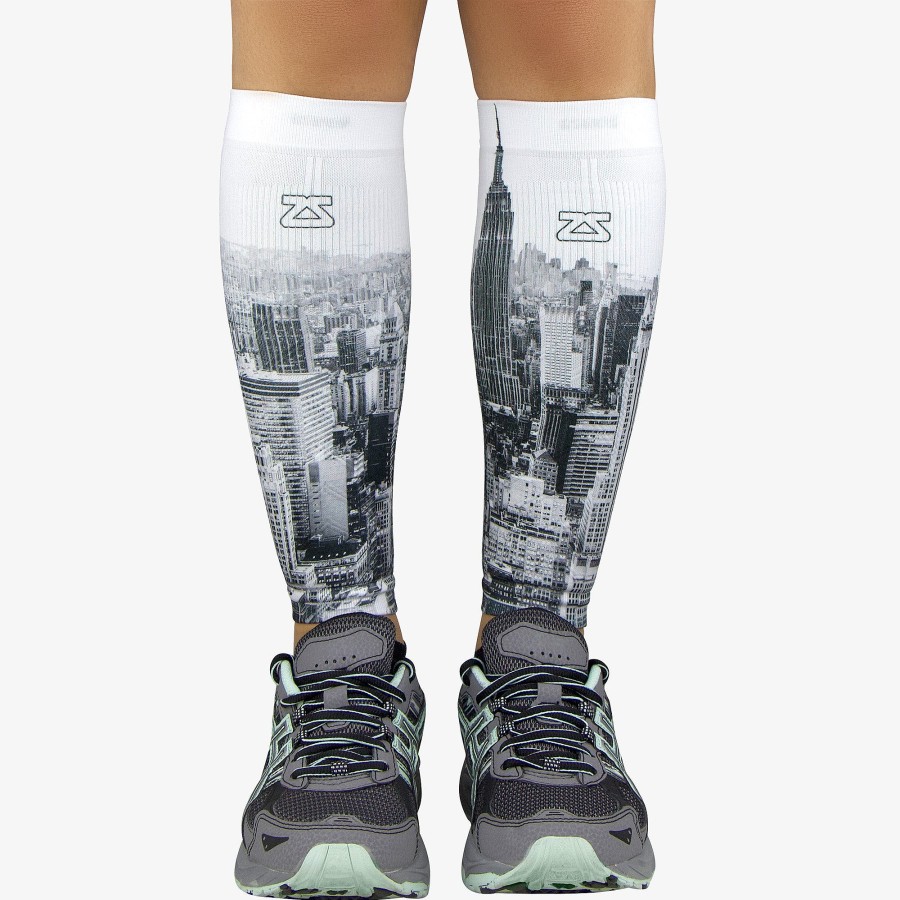 Limited Edition Zensah | Nyc Empire State Compression Leg Sleeves Greyscale