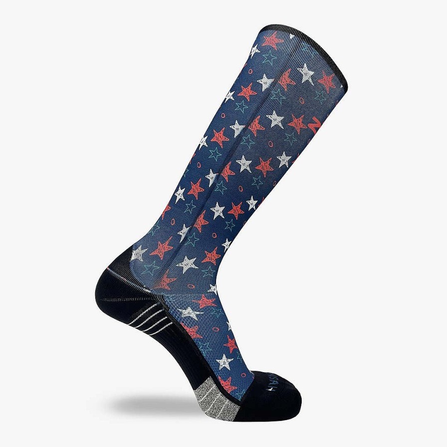 Men Zensah | Illustrated Stars Compression Socks (Knee-High) Navy