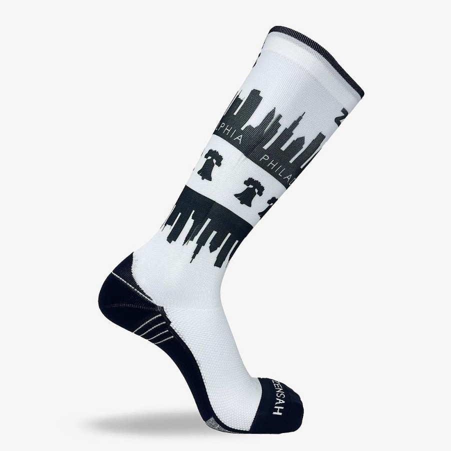 Limited Edition Zensah | Philadelphia Skyline Compression Socks (Knee-High) White