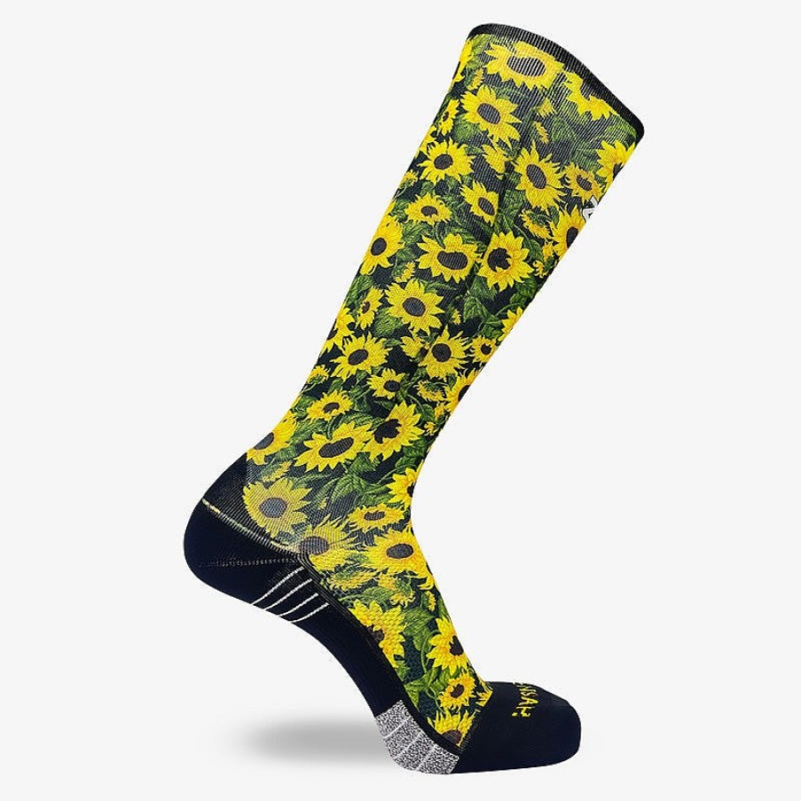 Men Zensah | Sunflowers Compression Socks (Knee-High) Black