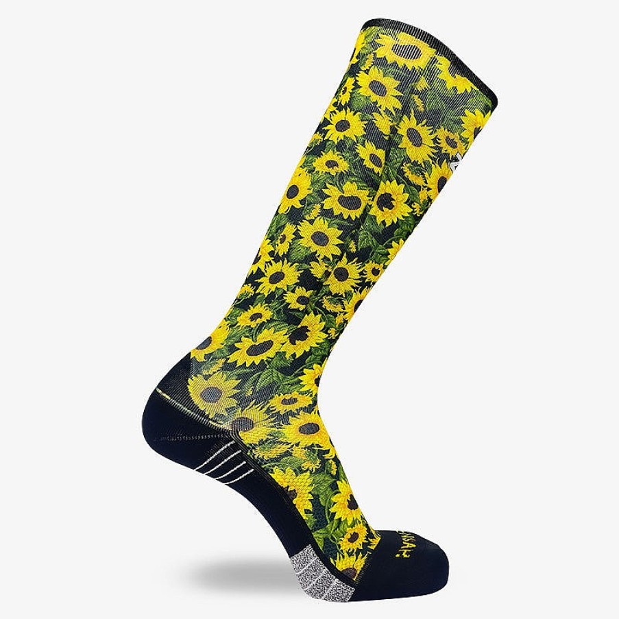 Limited Edition Zensah | Sunflowers Compression Socks (Knee-High) Black