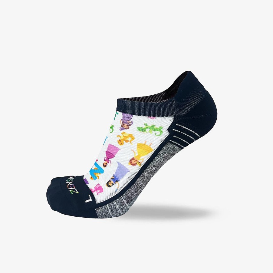 Men Zensah | Princesses And Dragons Running Socks (No Show) White