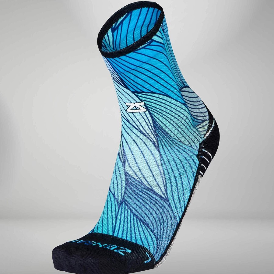 Men Zensah | Abstract Waves Socks (Mini Crew) Blues