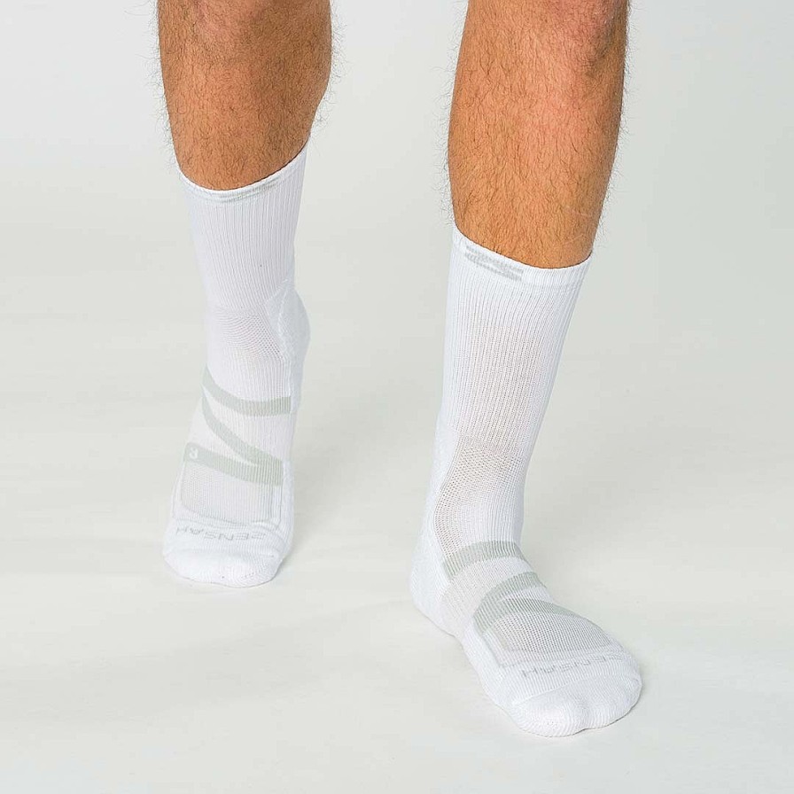 Women Zensah Athletic Socks | Game Point Court Sports Socks (Crew) White