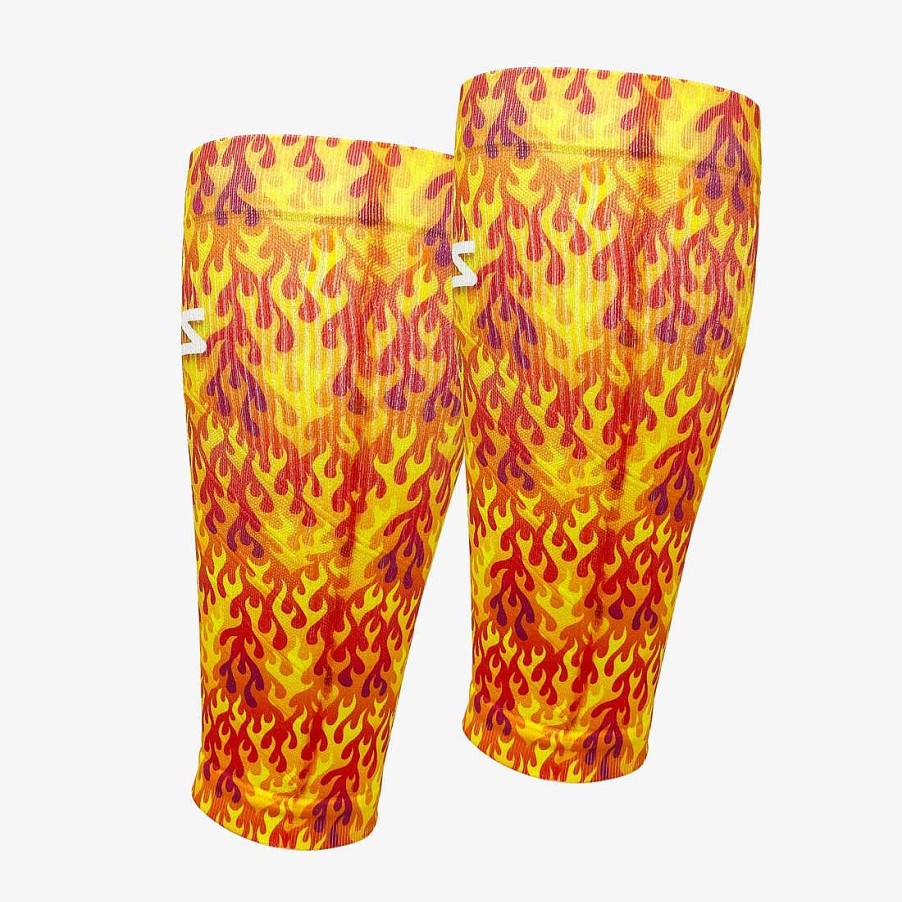 Limited Edition Zensah | Flames Compression Leg Sleeves Yellow/Red