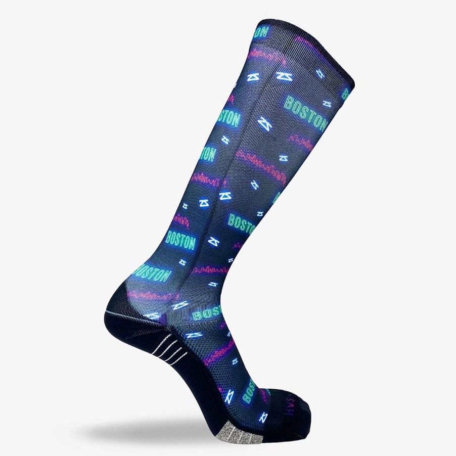 Limited Edition Zensah | Neon Boston Compression Socks (Knee-High) Navy