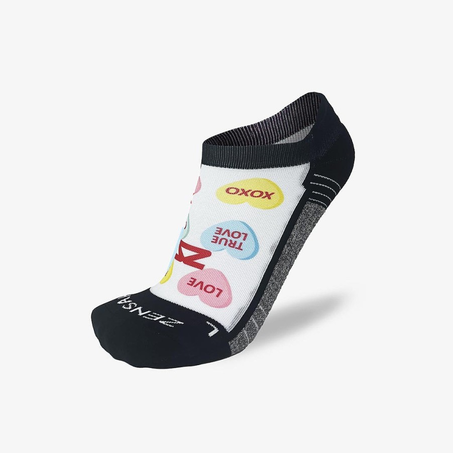 Limited Edition Zensah | Candy Hearts Running Socks (No Show) White