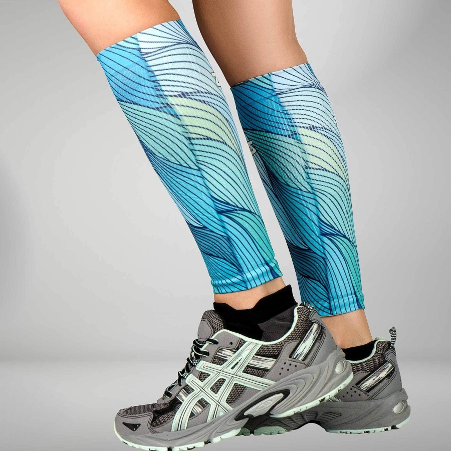 Limited Edition Zensah | Abstract Waves Compression Leg Sleeves Blues