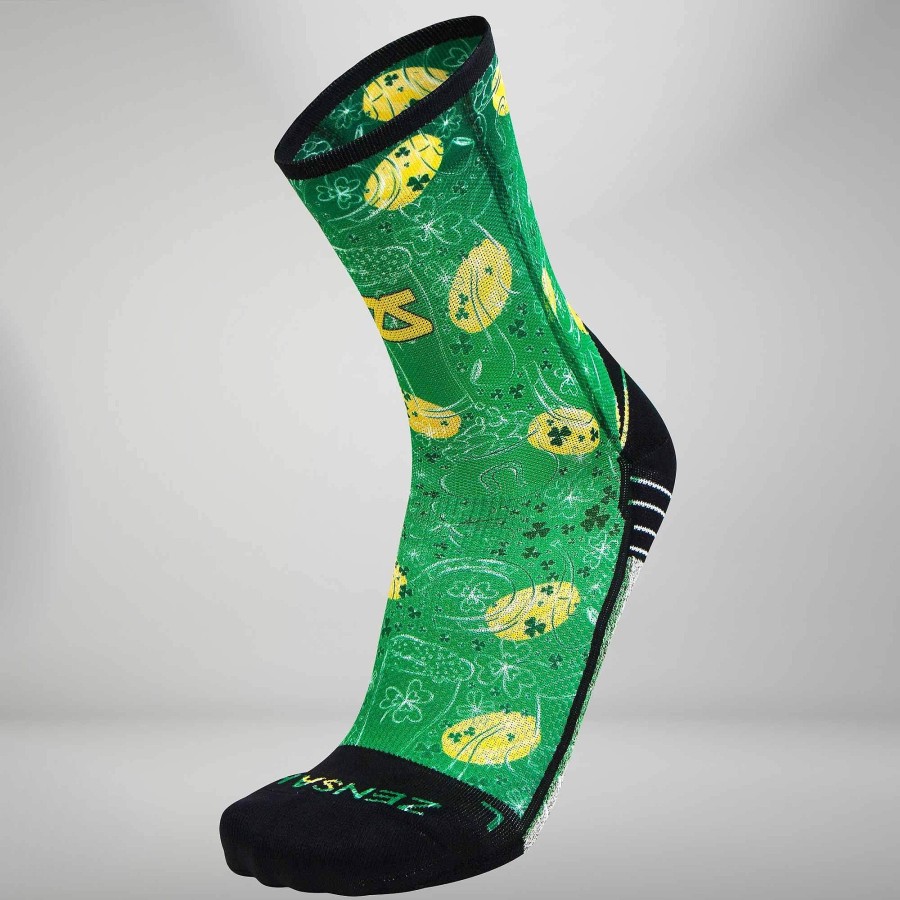 Men Zensah | St Patricks'S Doodle Socks (Mini-Crew) Green