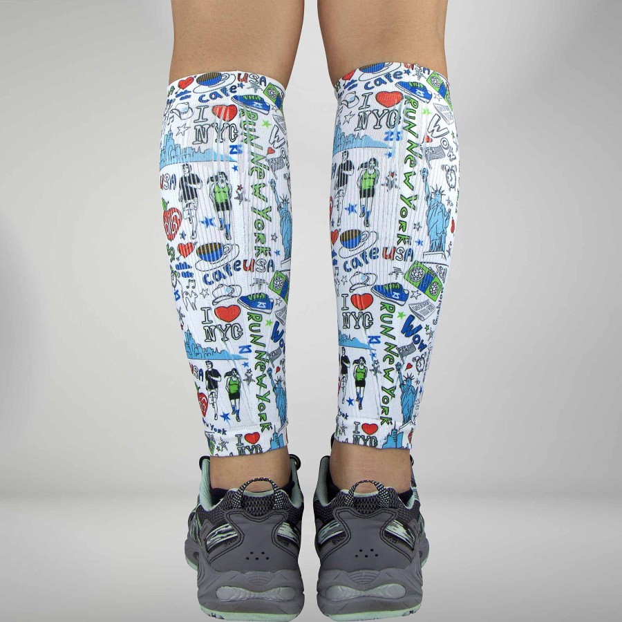 Limited Edition Zensah | New York Doodle Compression Leg Sleeves White