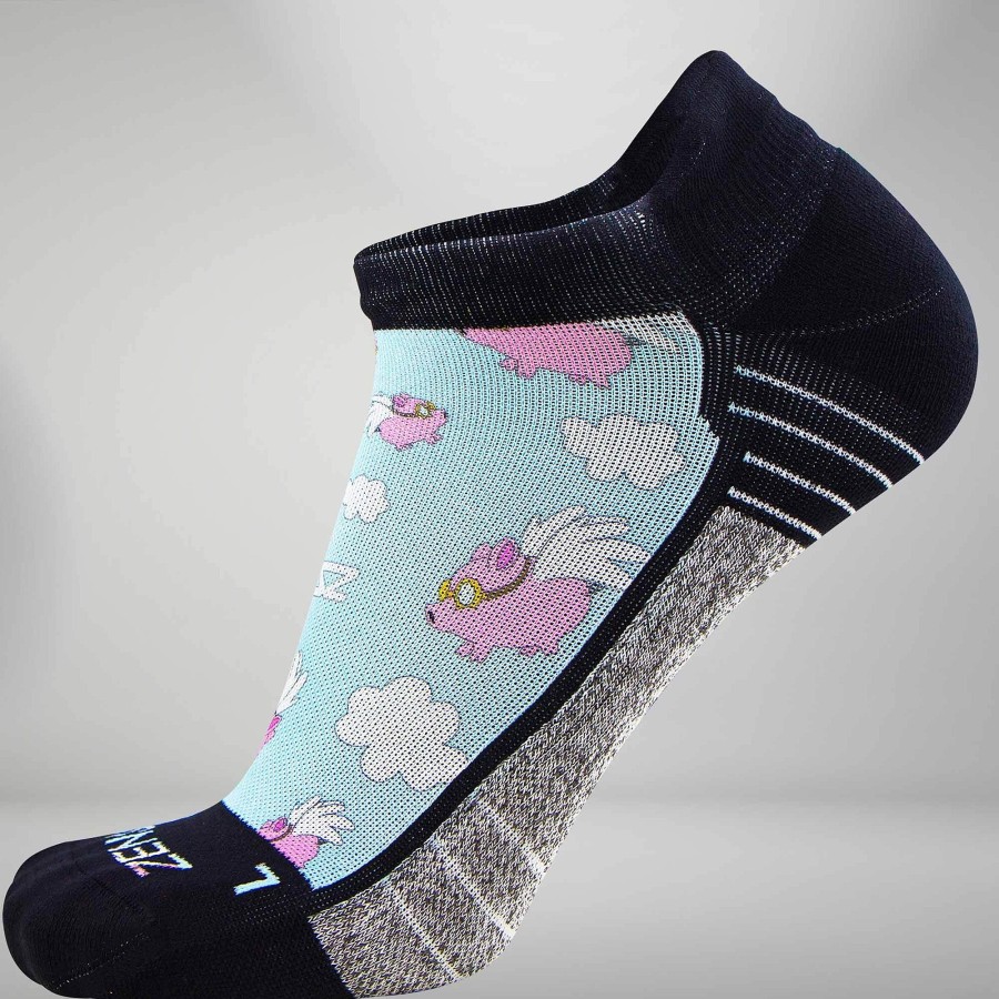 Limited Edition Zensah | Flying Pigs Socks (No Show) Sky Blue