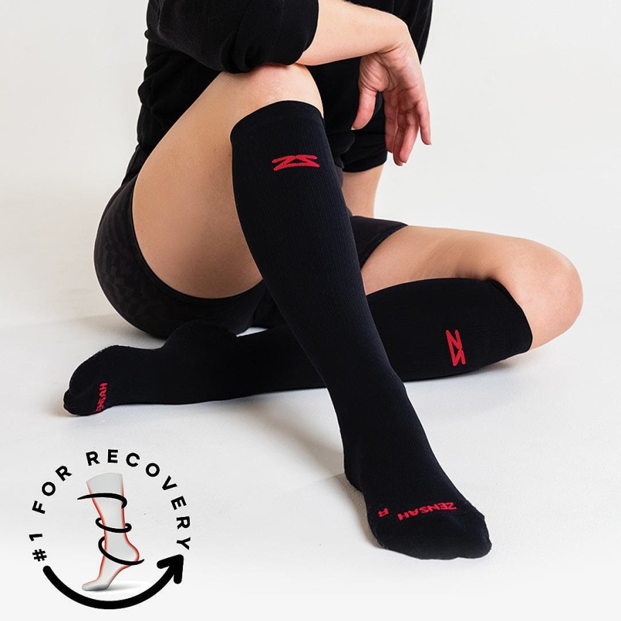 Women Zensah Athletic Socks | Infrared Compression Socks Black/Infrared