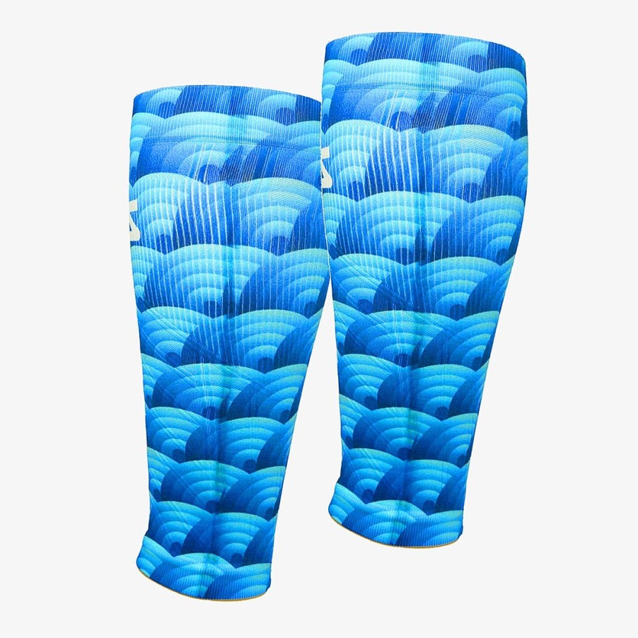 Limited Edition Zensah | Abstract Wavebows Compression Leg Sleeves Blues