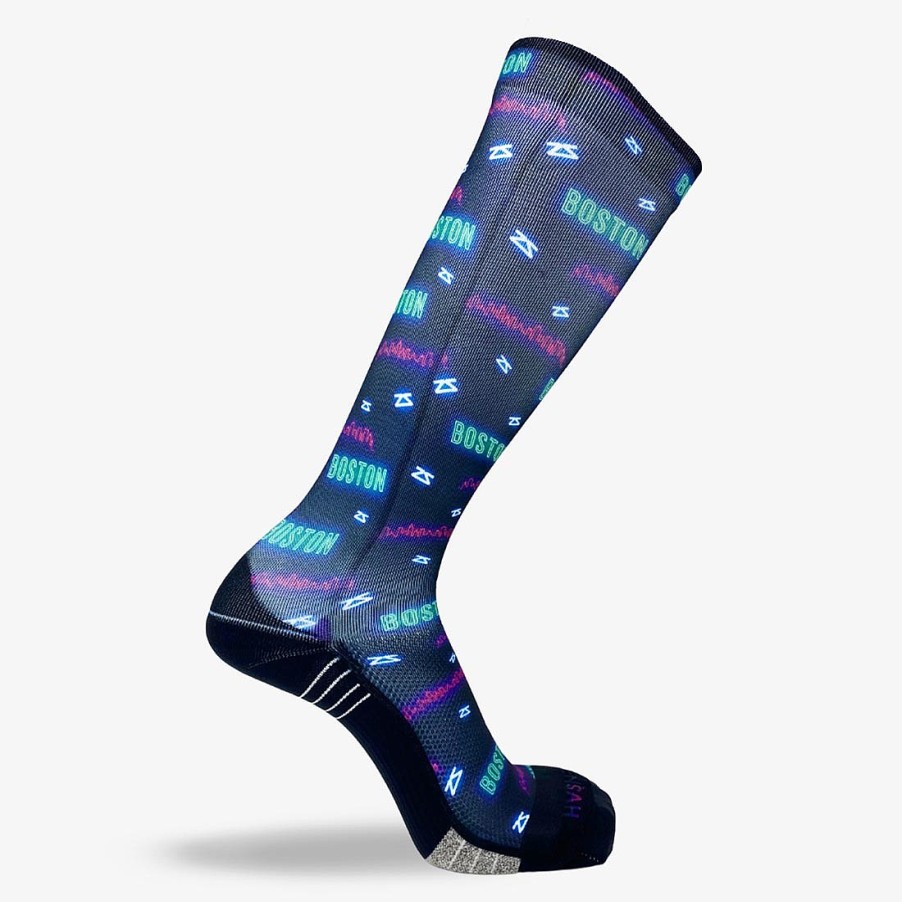 Men Zensah | Neon Boston Compression Socks (Knee-High) Navy