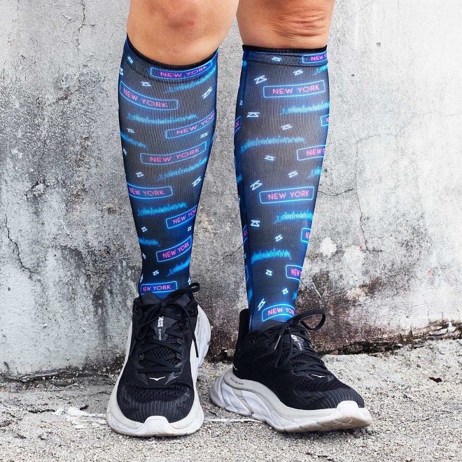 Limited Edition Zensah | Neon Nyc Compression Socks (Knee-High) Navy