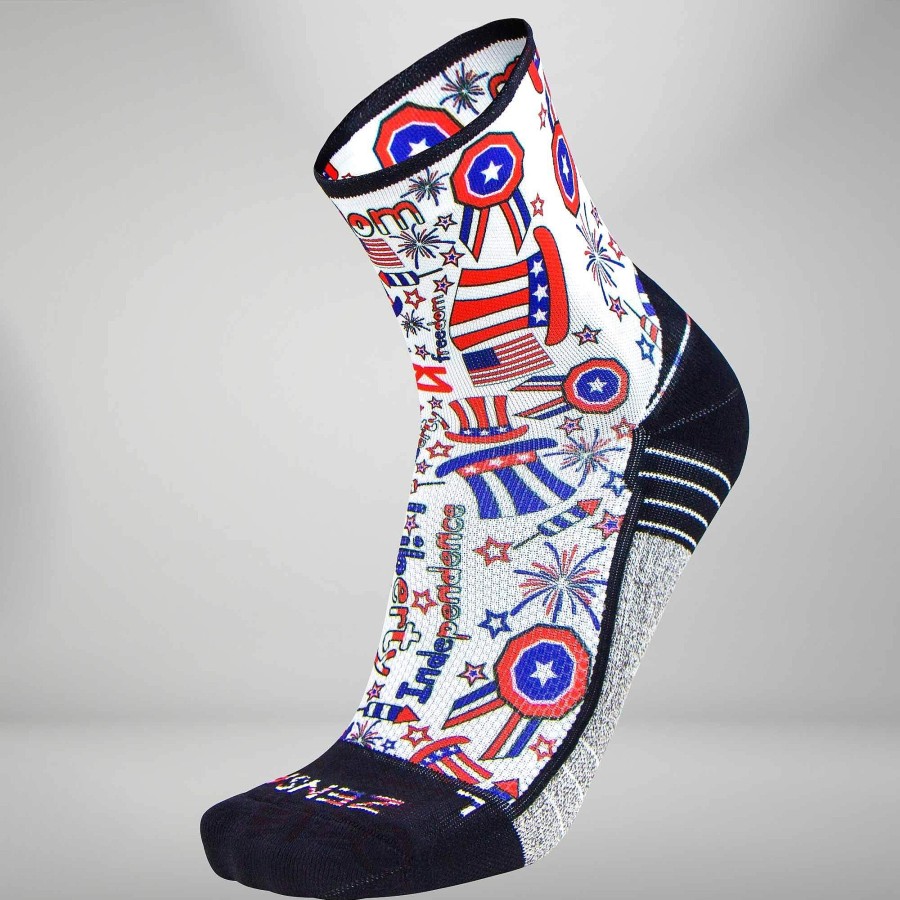 Men Zensah | Independence Doodle Socks (Mini Crew) White