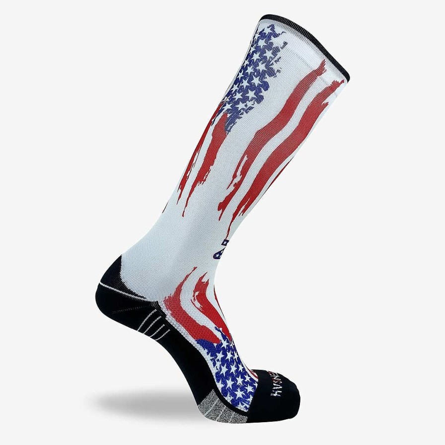 Men Zensah | Rugged Usa Flag Compression Socks (Knee-High) White