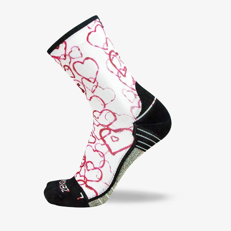 Men Zensah | Abstract Hearts Socks (Mini Crew) White